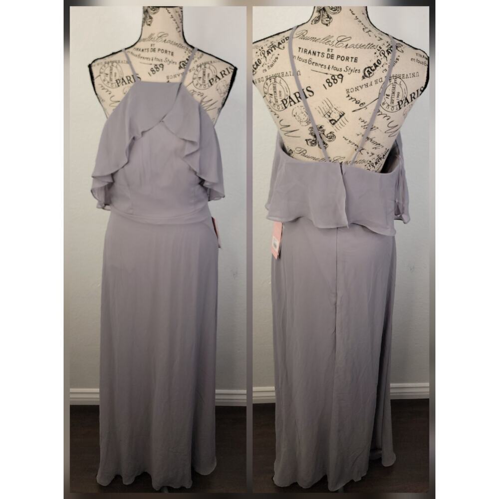Birdy Grey Jules Slip Maxi Dress Sz M Empire Waist Lined Gray Bridesmaid Gown
